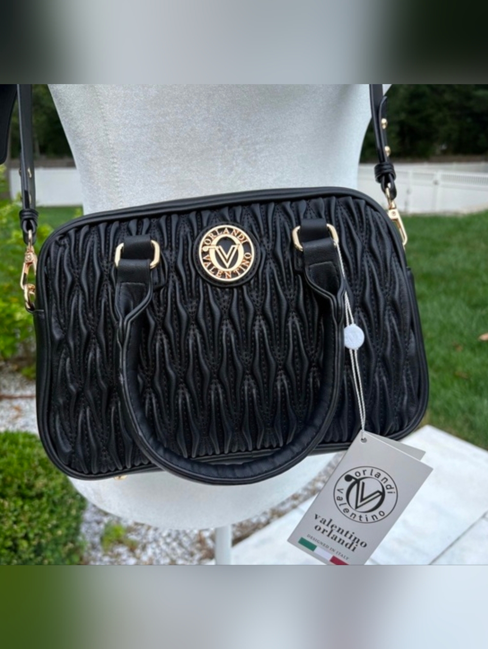 Valentino Orlandi Black Quilted Purse NWT
